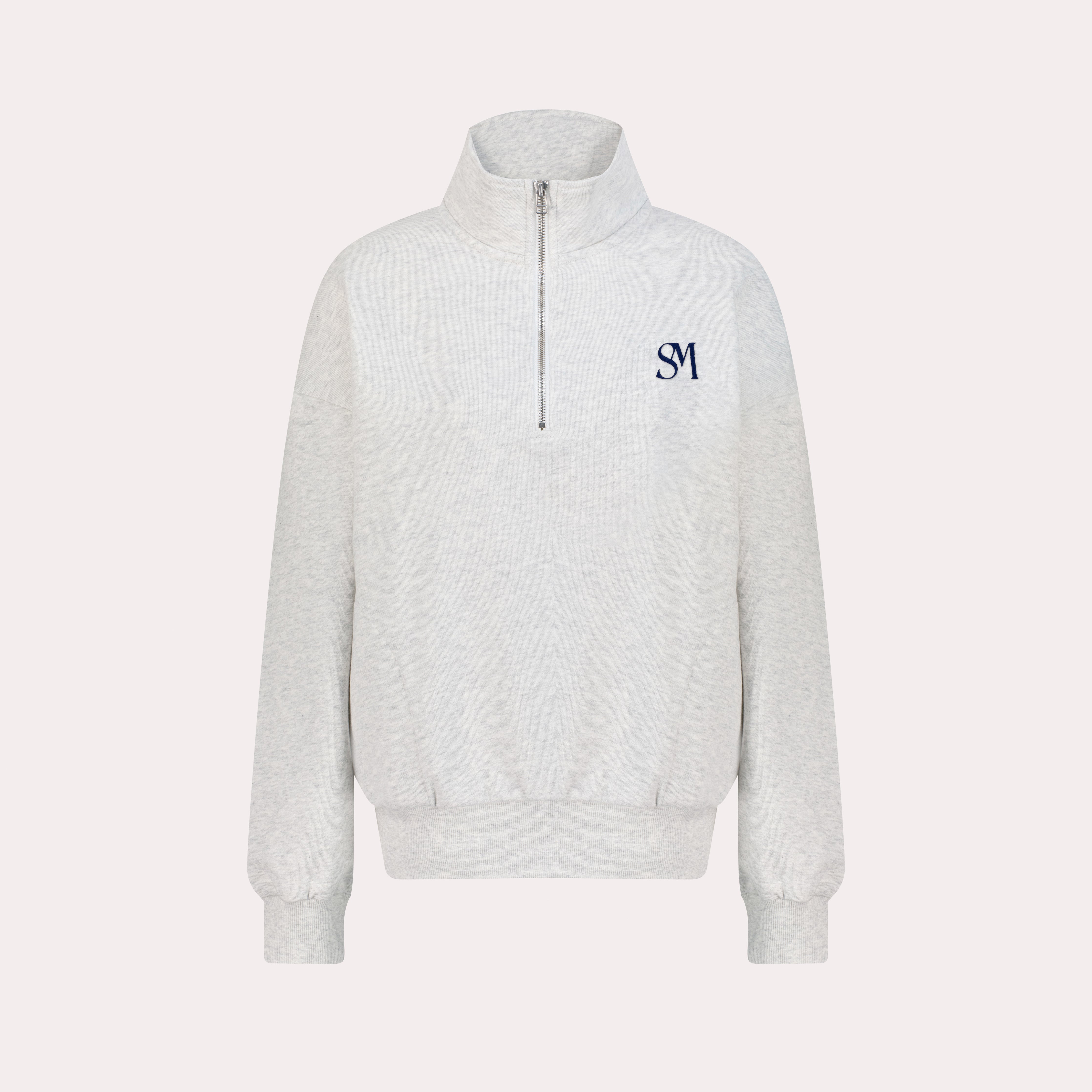Relaxed Quarter Zip-Up Sweatshirt – Heather Grey